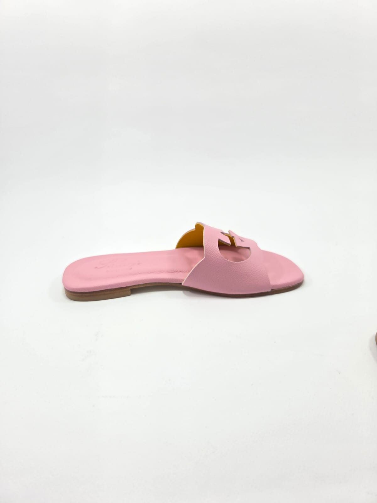 Sandali Bassi Donna Interamente in Vera Pelle Rosa Princess con Suola in Cuoio Naturale.