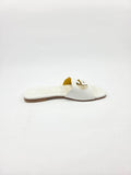 Sandali Bassi Donna Interamente in Vera Pelle Bianco con Suola in Cuoio Naturale.