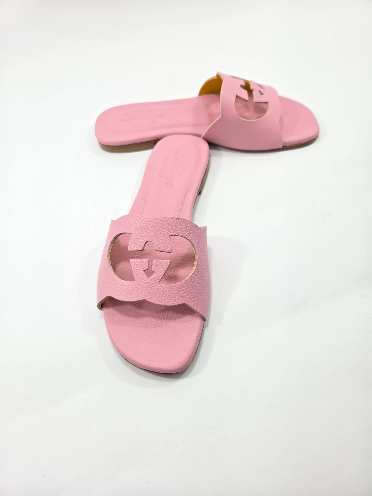 Sandali Bassi Donna Interamente in Vera Pelle Rosa Princess con Suola in Cuoio Naturale.