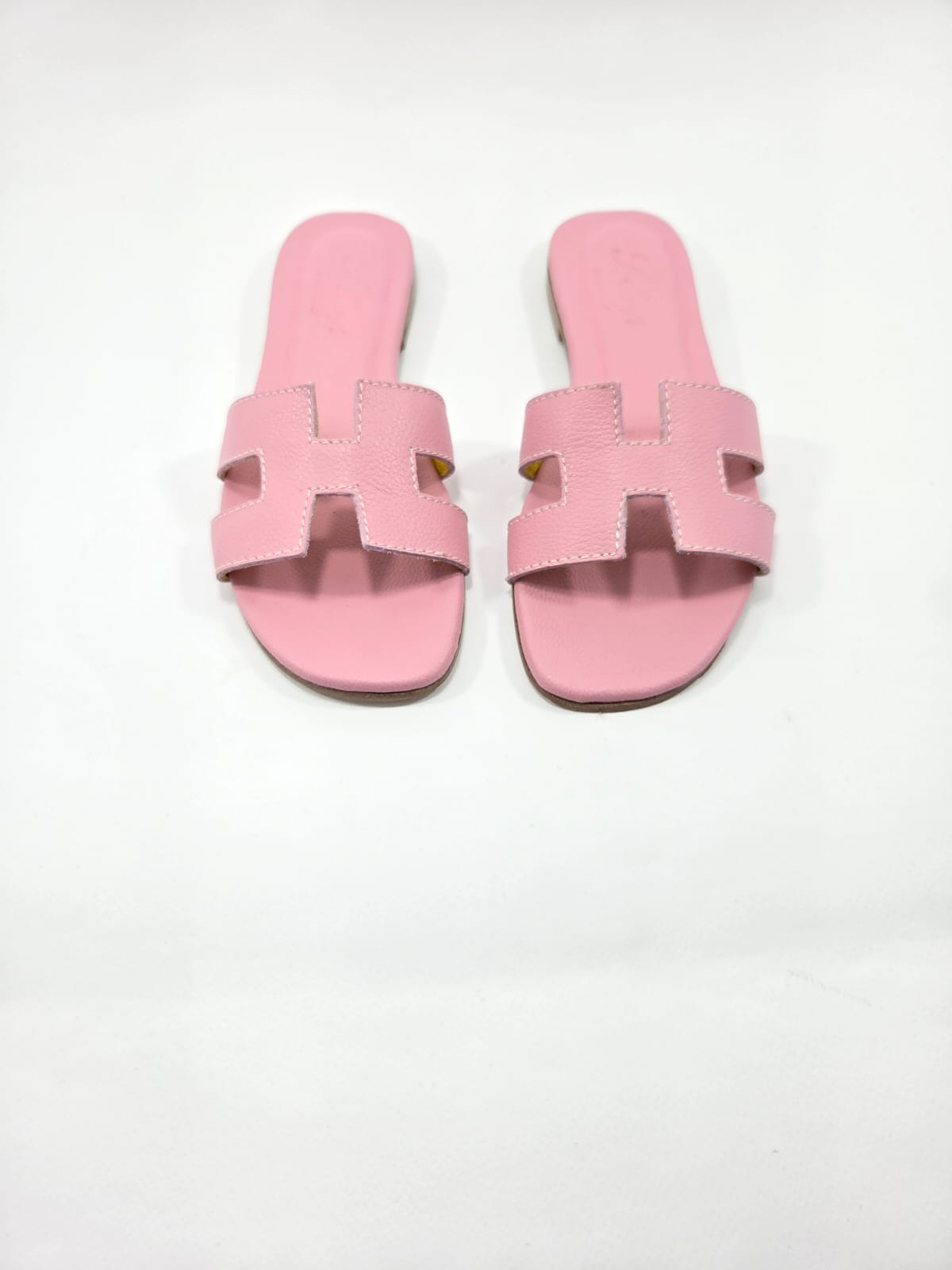 Sandali Bassi Donna Interamente in Vera Pelle Rosa Princess con Suola in Cuoio Naturale.