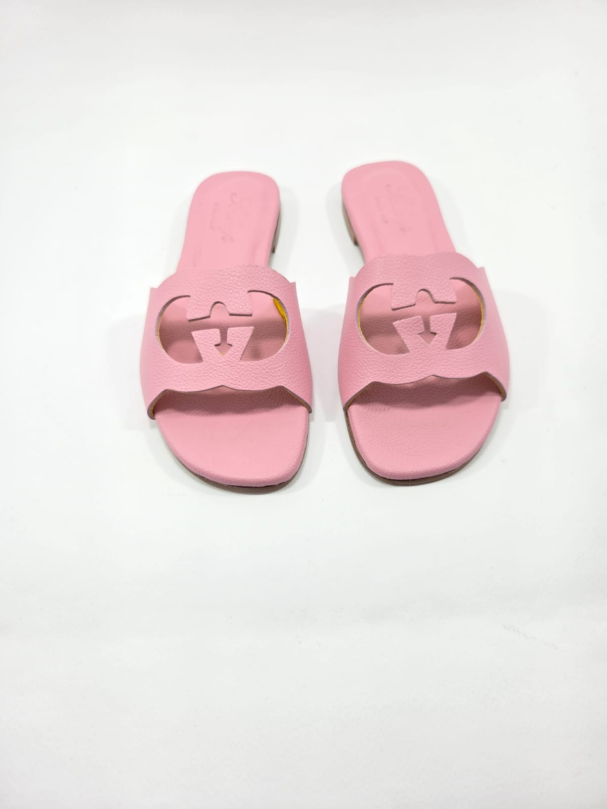 Sandali Bassi Donna Interamente in Vera Pelle Rosa Princess con Suola in Cuoio Naturale.