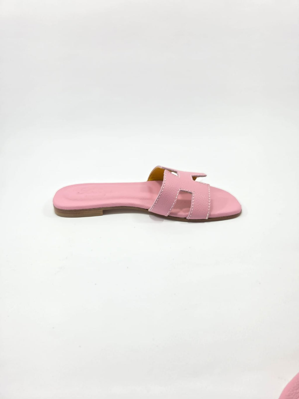 Sandali Bassi Donna Interamente in Vera Pelle Rosa Princess con Suola in Cuoio Naturale.