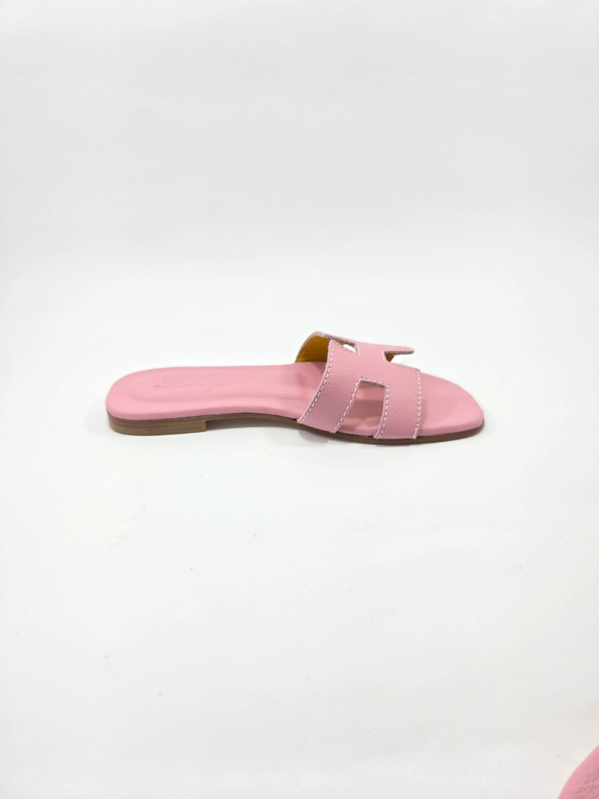 Sandali Bassi Donna Interamente in Vera Pelle Rosa Princess con Suola in Cuoio Naturale.
