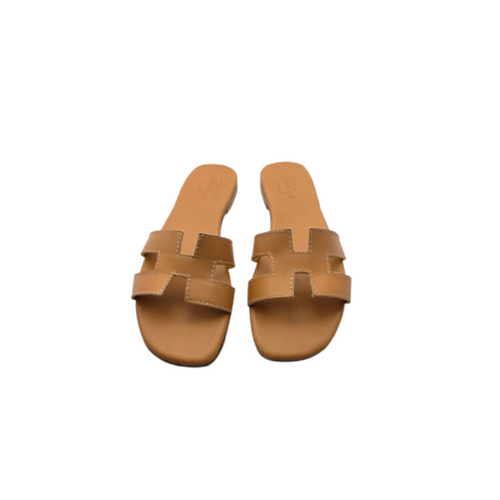 Sandali Donna in Pelle Cuoio con Suola in Cuoio