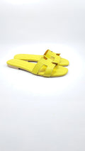 Sandali da donna Completamente in Pelle Color Giallo Butter. Con suola in gomma
